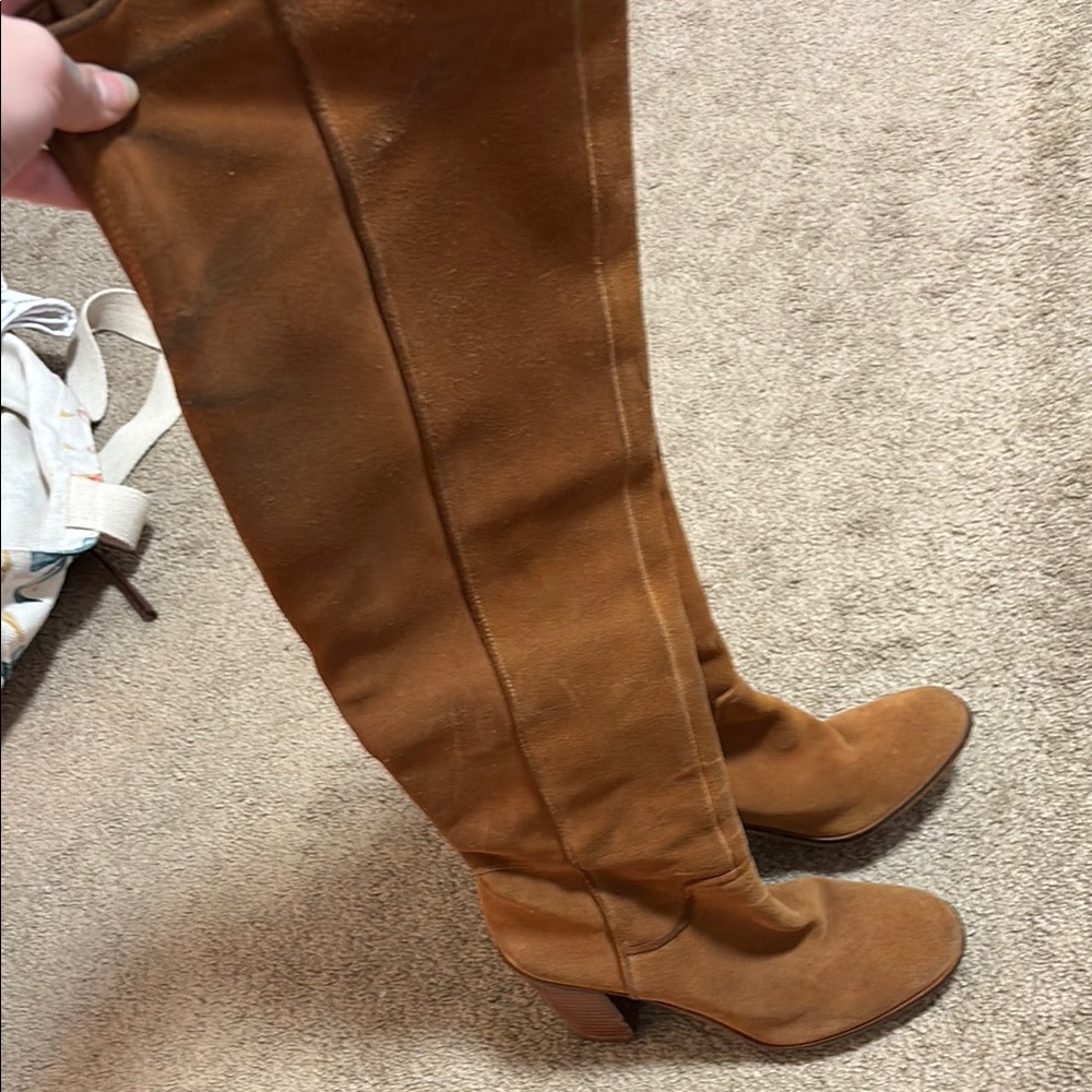 Real suede tan over the knee boots